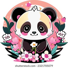 The baby panda would have a round and chubby body, with soft and fluffy fur in black and white colors. Its eyes would be large, innocent, and filled with curiosity.
