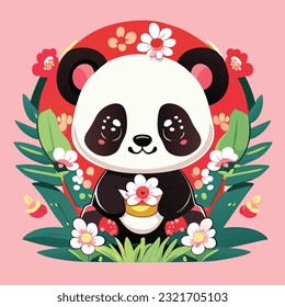The baby panda would have a round and chubby body, with soft and fluffy fur in black and white colors. Its eyes would be large, innocent, and filled with curiosity.
