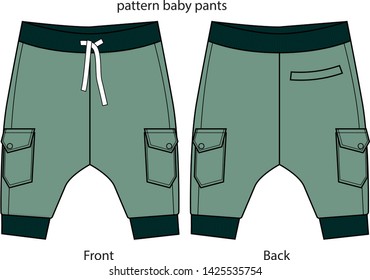 baby pant vector template front and back view