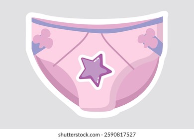 Baby Panties Vector Illustration Sticker. Cute baby underwear vector sticker with a soft pastel design, ideal for nursery themes, baby products, parenting illustrations, and children's decor