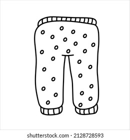 Baby pants. Infant clothes and pajamas. Cartoon outline illustration