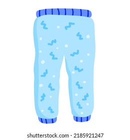 Baby pants. Infant clothes and pajamas with pattern. Cartoon illustration