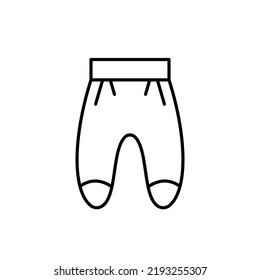 Baby pantyhose, tights outline vector icon. EPS 10. Warm wool clothes symbol.... Wear for the winter. Isolated on white. For app, web design, dev, ui. Newborns wear. Basic baby casual clothing