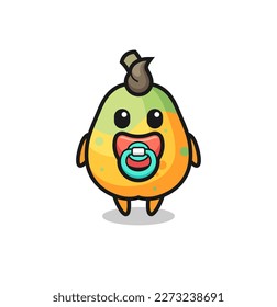 baby papaya cartoon character with pacifier , cute style design for t shirt, sticker, logo element