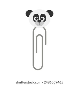 Baby paper clips with panda head. Cute funny safety pins for kids education. Staple
