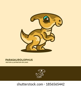 Baby Parasaurolophus, cute vector illustration