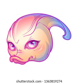 Baby Parasaurolophus had isolated on white background. Cute animal drawing. Sketch style illustration. Design for sticker, greeting card or textile print. EPS10 vector illustration