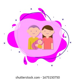 Baby, parents cartoon liquid bacdge icon. Simple color vector of family icons for ui and ux, website or mobile application