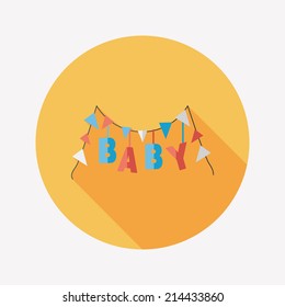 BABY party flat icon with long shadow,eps 10