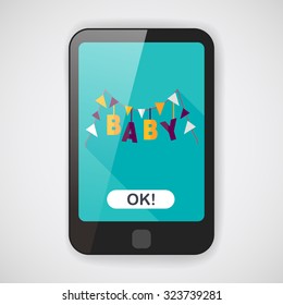 BABY party flat icon with long shadow,eps 10