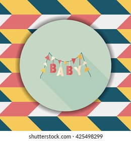 BABY party flat icon with long shadow,eps 10