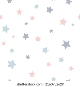 Baby pastel colors stars pattern. Baby boho background template. Nursery wall art, baby textiles, printable paper, bedroom. Isolated on white background.