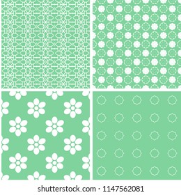 Baby pastel different seamless patterns. Vector ornaments.