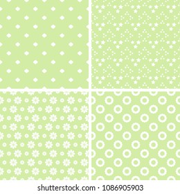 Baby pastel different vector seamless patterns. Set of cute abstract ornaments.