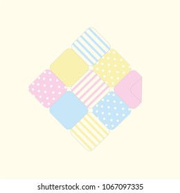 Baby patchwork blanket. Colorful plaid and textile for the kids.