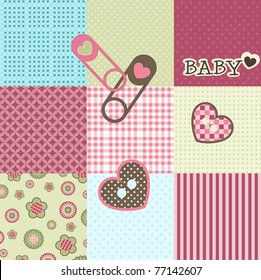 Baby patchwork pattern, vector