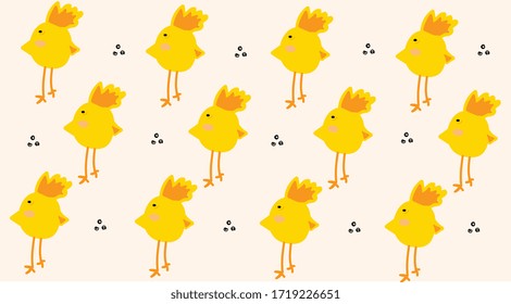 Baby pattern with bird , vector animal background