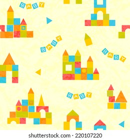 Baby Pattern With Castle Of Colorful Blocks