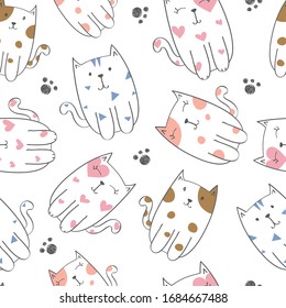 Baby pattern with cat figures in the white backdrop