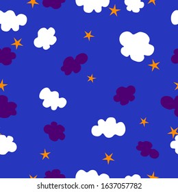 Baby pattern with clouds. Colorful clouds