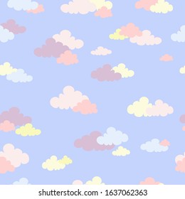 Baby pattern with clouds. Colorful clouds