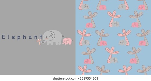 Padrão do bebê, elefante bonito, cartão de saudação do chá de bebê, fundo de padrão animal sem costura, textura vetor bonito para roupa de cama do bebê, tecido, papel de parede, papel de embrulho, têxtil, impressão de t-shirt.
