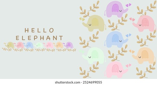 Padrão do bebê, elefante bonito, cartão de saudação do chá de bebê, fundo de padrão animal sem costura, textura vetor bonito para cama do bebê, tecido, papel de parede, papel de embrulho do presente, têxtil, impressão de t-shirt.