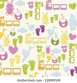 baby pattern over beige background. vector illustration