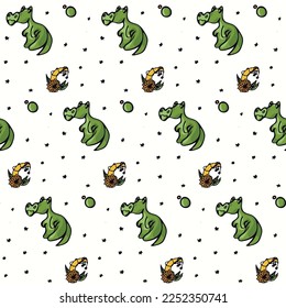 Baby pattern seamless and endless. Monsters and additional elements. Design for textiles, tableware, children's clothing and accessories, covers, etc.