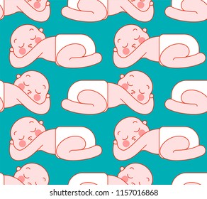 Baby pattern seamless. Newborn background. kid in diaper. Vector illustration