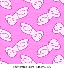 Baby pattern seamless. Newborn background. kid in diaper. Vector illustration
