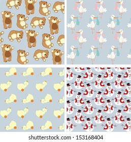 Baby pattern set with cute animals and Christmas theme