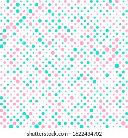 Baby pattern vector. Polka dot background. Cute design. Pink, blue colors. Eps10.