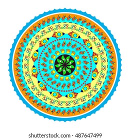 Baby patterns, rocket, bird. Bright mandala.