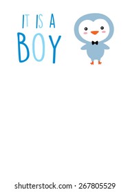 baby penguin boy new arrival announcement card