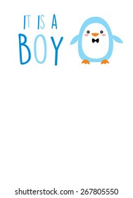 baby penguin boy new arrival announcement card