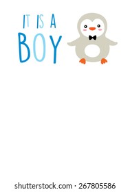 baby penguin boy new arrival announcement card