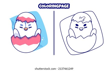 baby penguin with coloring pages suitable for kids