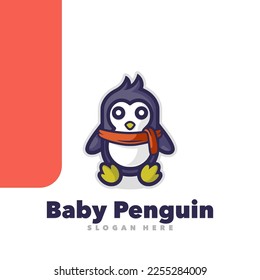 Baby penguin mascot logo illustration