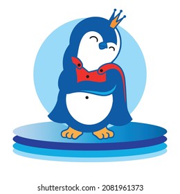 The Baby Penguin is a Prince. The Emblem is a Cartoonish Animal with a Crown and a Mantle. Good for Kids designs, t-shirts, clothes, stickers, etc. The character is a vector illustration