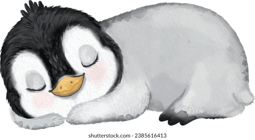 Baby Penguin Sleeping Cute Arctic Animals vector