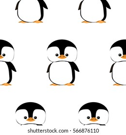  Baby Penguin. Vector flat illustration for print. Cartoons penguin.