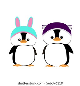 Baby Penguin. Vector flat illustration for print. Cartoons penguin.