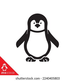 Icono vector pingüino. Símbolo de glifo de especies en peligro de extinción.