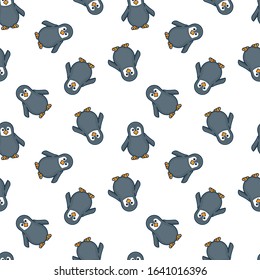 Baby penguins seamless wallpaper pattern vector background.