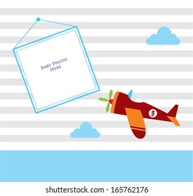 baby photo template with airplane graphic