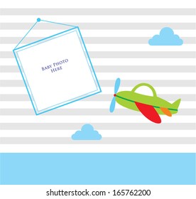 baby photo template with airplane graphic