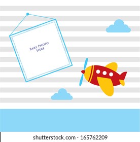 baby photo template with airplane graphic