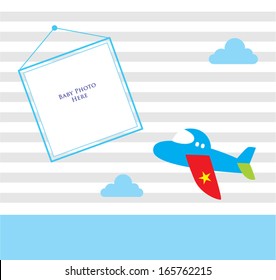 baby photo template with airplane graphic