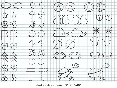 baby pictures. dotted line. educational game for kids